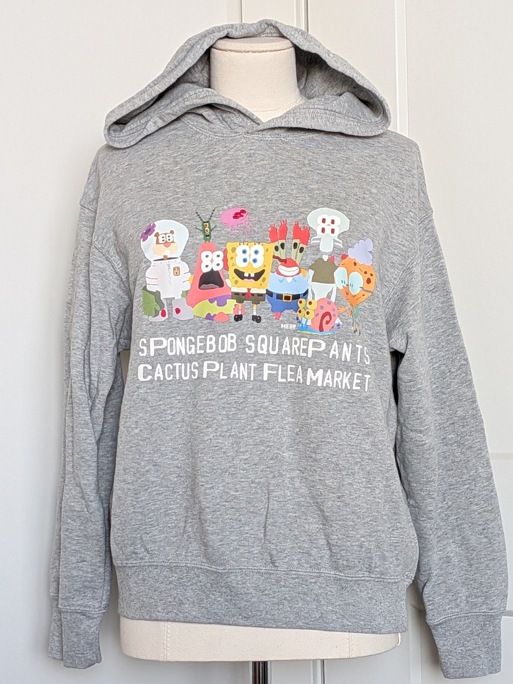 Uniqlo Cactus Plant Flea Market SpongeBob SquarePants Gray Graphic Hoodie Sz 13